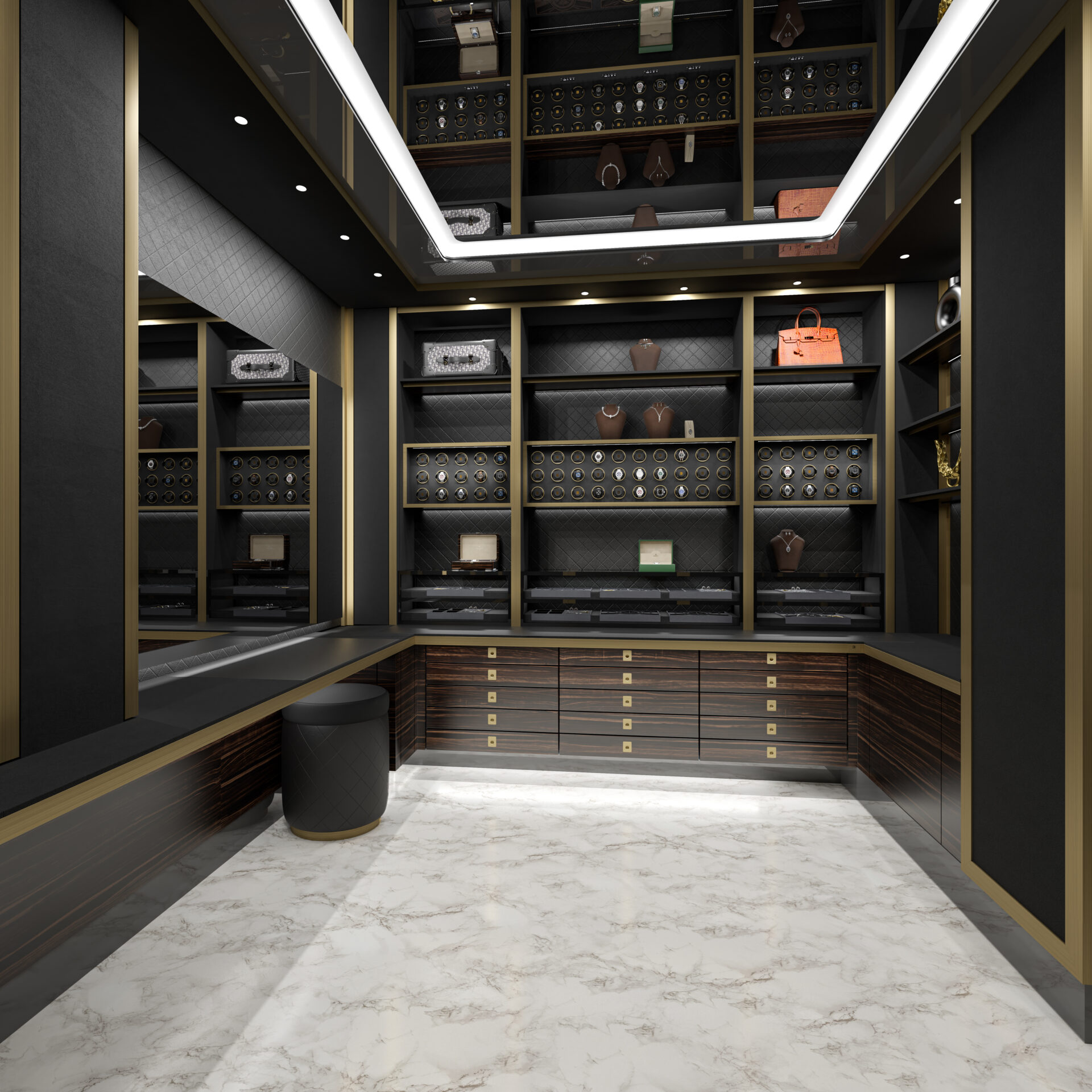 HEINDL_PVR_THE-ELEGANT-VAULT-1_Dark_01 THE ELEGANT VAULT - a black luxury private vault room - View 1