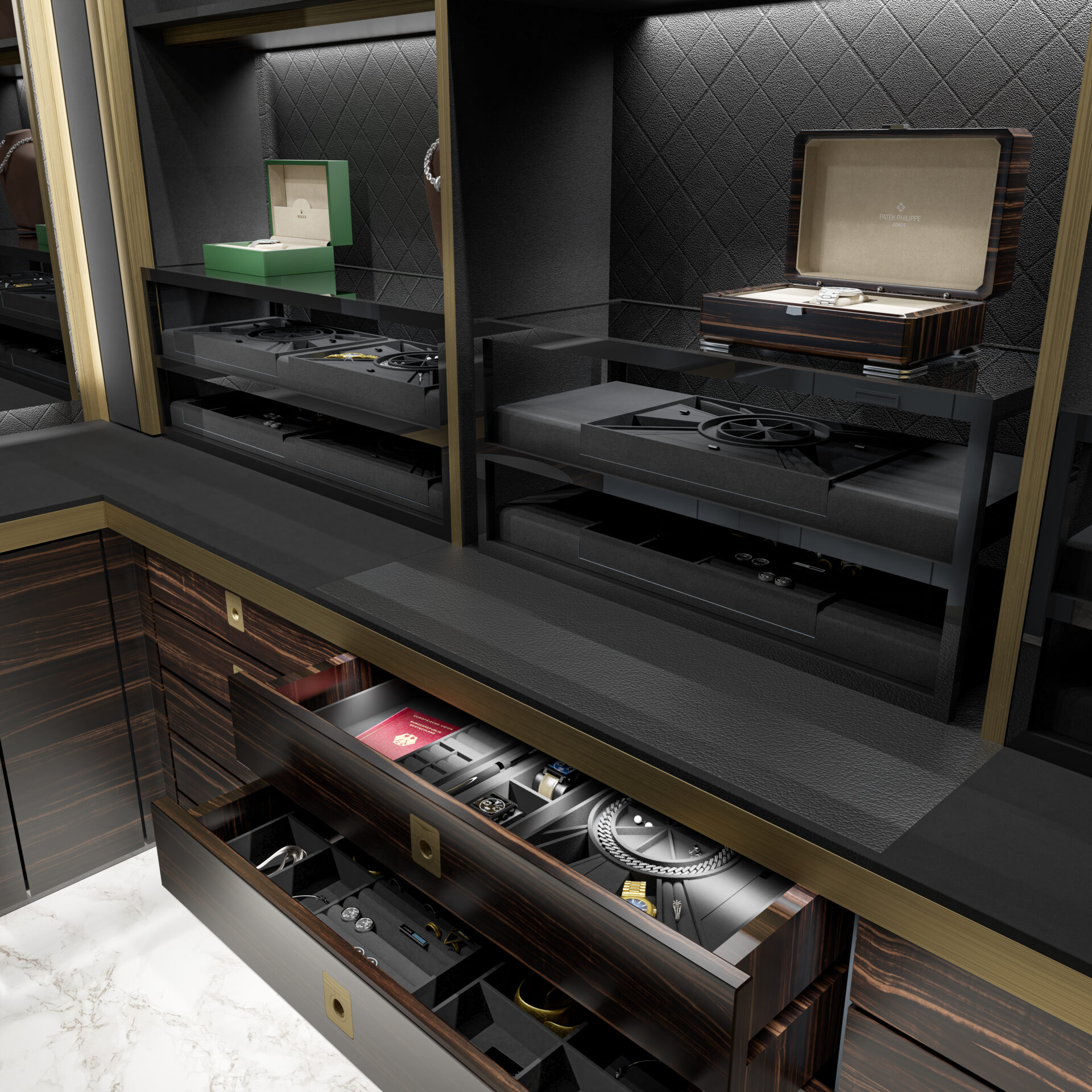 HEINDL_PVR_THE-ELEGANT-VAULT-1_Dark_05_Detail THE ELEGANT VAULT - a black luxury private vault room - View Detail